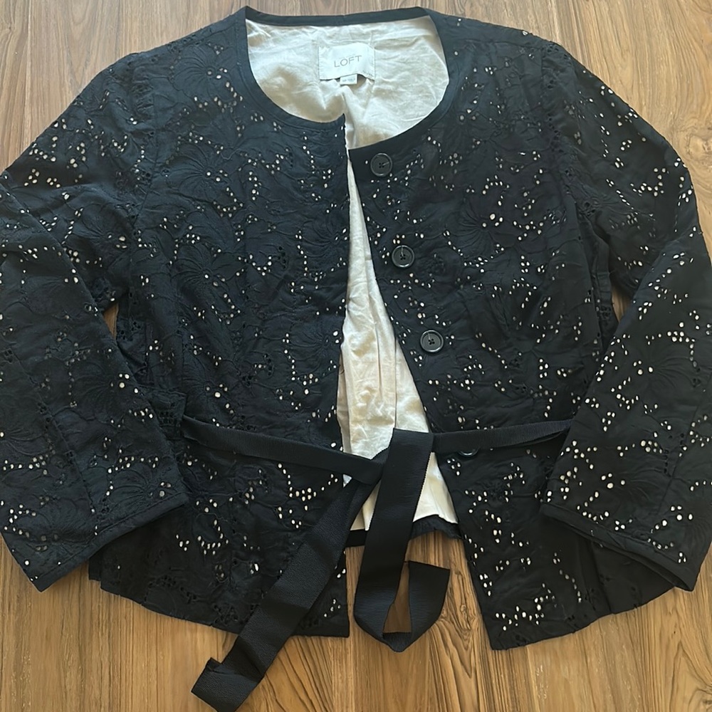LOFT Cropped Eyelet Jacket